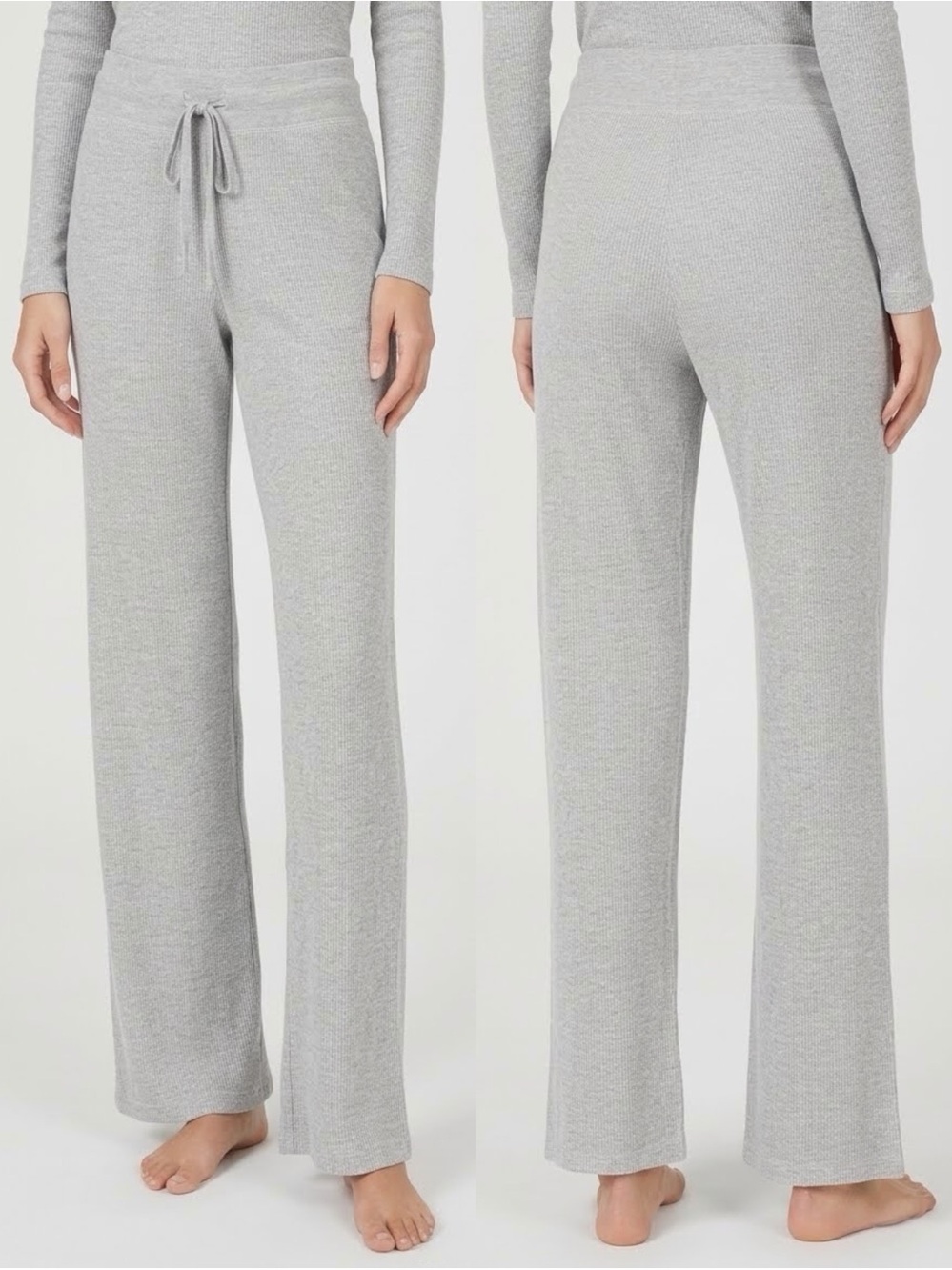 NWT PJ Salvage Textured Basics Ribbed Wide Leg Lounge Pants Heather Grey Large